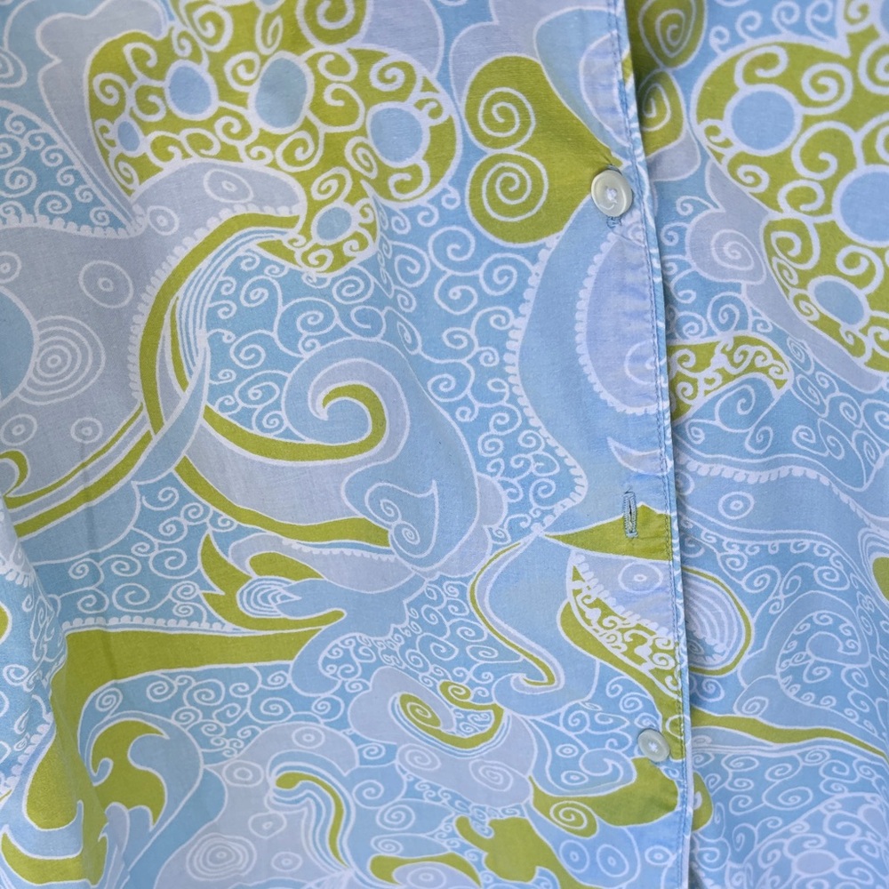 Pine Cone Hill Blue and Green Paisley Button Down Shirt - Picture 5 of 7